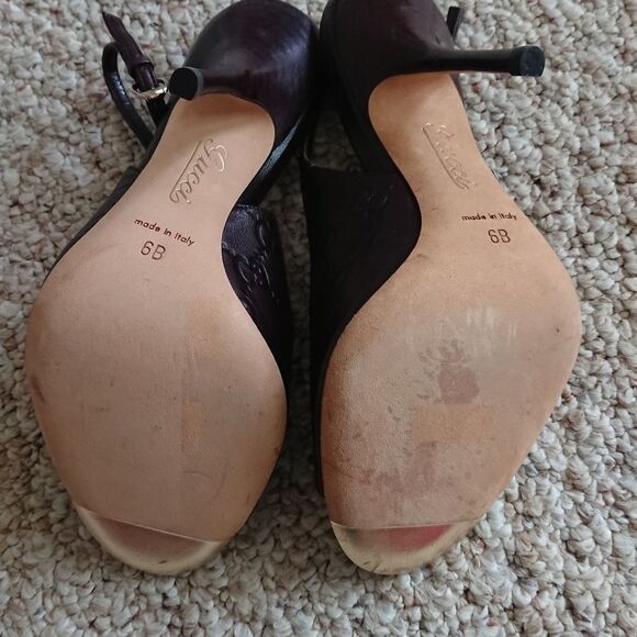 Gucci classic guccissima brown leather peep toe slingback size 6B - Picture 12 of 12
